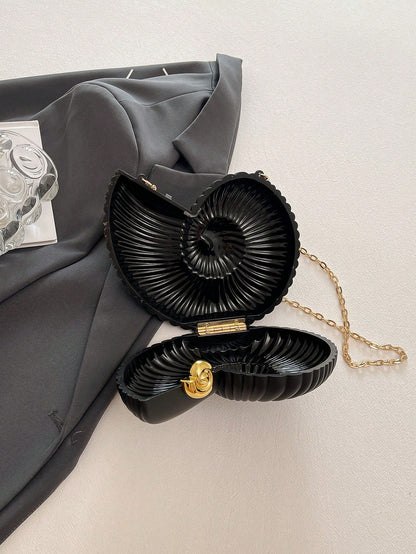 2025 Golden Conch Shaped Shoulder Bag, Detachable Shoulder Strap, Fashionable Lipstick Pouch, Elegant And Fashionable Shoulder Bag, Suitable For Evening Outings