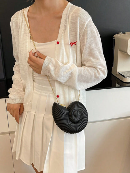 2025 Golden Conch Shaped Shoulder Bag, Detachable Shoulder Strap, Fashionable Lipstick Pouch, Elegant And Fashionable Shoulder Bag, Suitable For Evening Outings