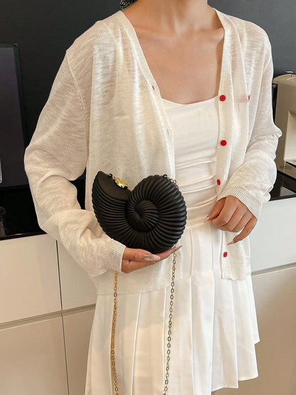 2025 Golden Conch Shaped Shoulder Bag, Detachable Shoulder Strap, Fashionable Lipstick Pouch, Elegant And Fashionable Shoulder Bag, Suitable For Evening Outings