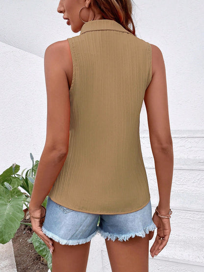 EMERY ROSE Sleeveless Button-Up Minimalist Casual Blouse Women Shirt