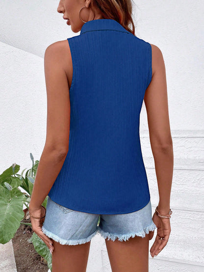 EMERY ROSE Sleeveless Button-Up Minimalist Casual Blouse Women Shirt