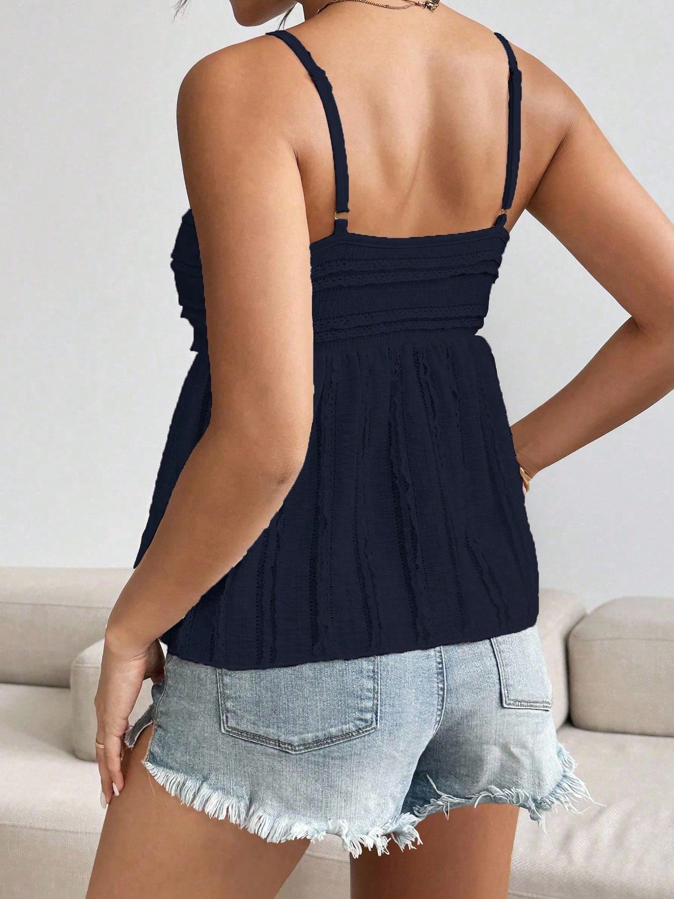 Roylia Women's Casual Solid Color Textured Camisole, Summer