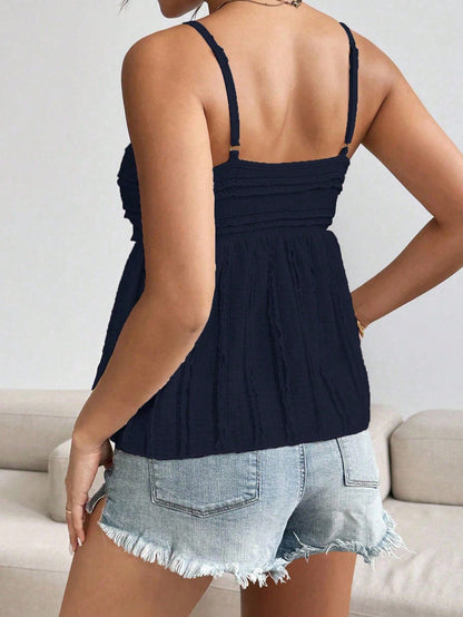 Roylia Women's Casual Solid Color Textured Camisole, Summer