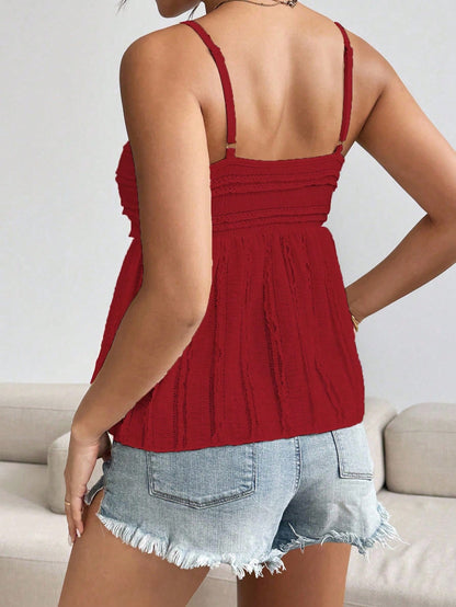 Roylia Women's Casual Solid Color Textured Camisole, Summer