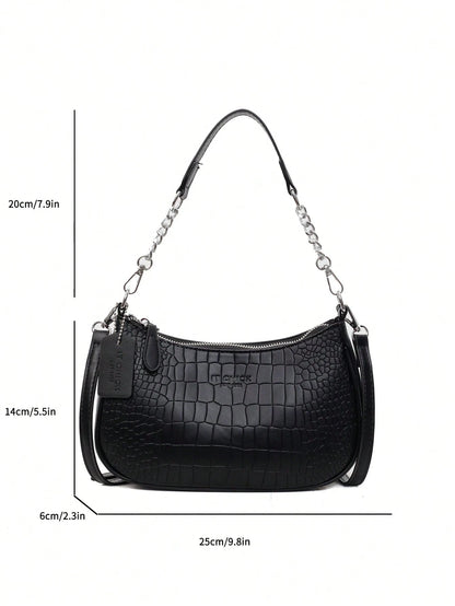 1pc Solid Color PU Leather Shoulder Bag For Women, Versatile Crossbody Bag For Commuting, Adjustable Shoulder Strap