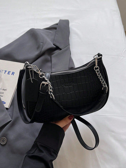 1pc Solid Color PU Leather Shoulder Bag For Women, Versatile Crossbody Bag For Commuting, Adjustable Shoulder Strap