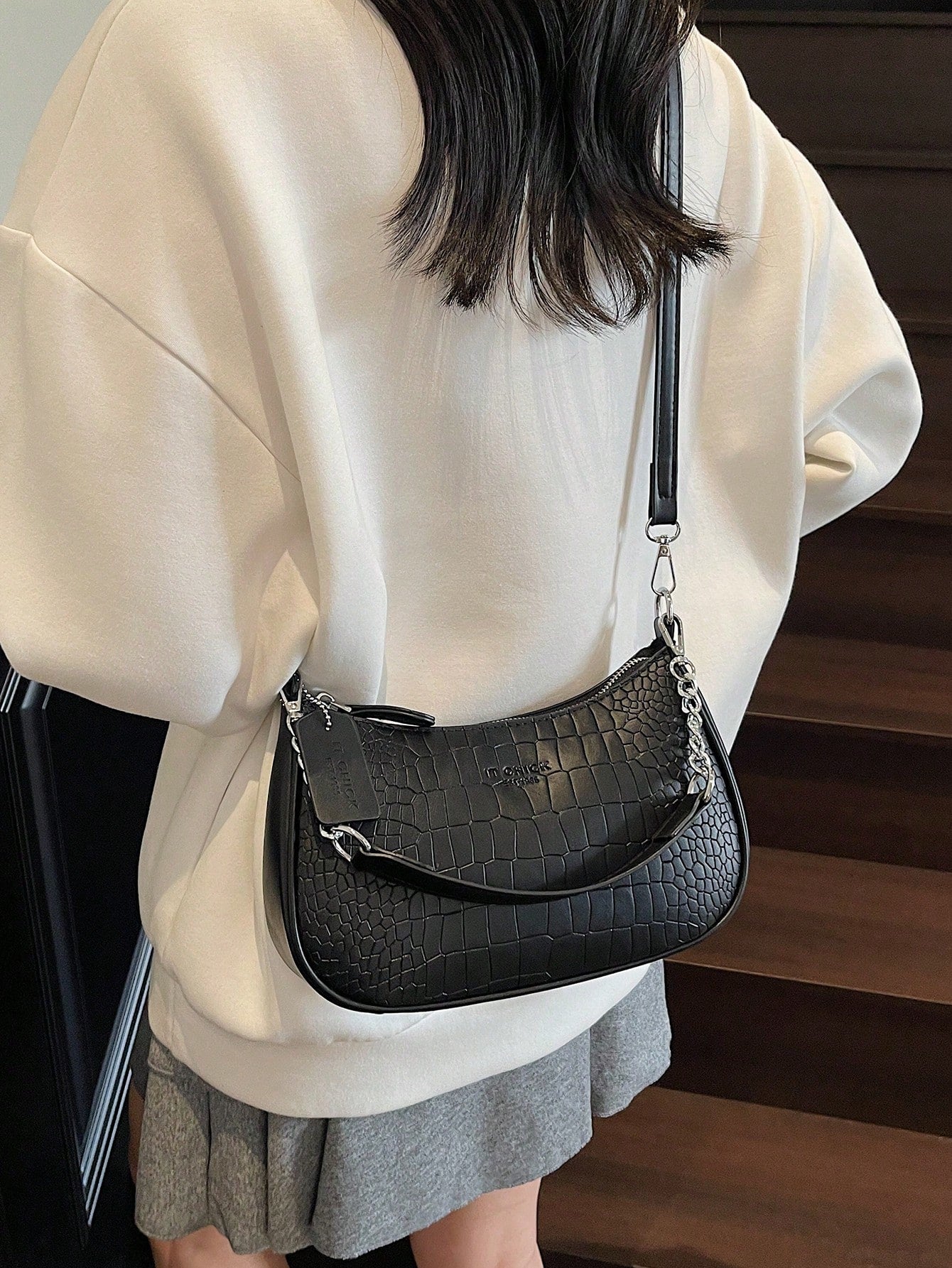 1pc Solid Color PU Leather Shoulder Bag For Women, Versatile Crossbody Bag For Commuting, Adjustable Shoulder Strap