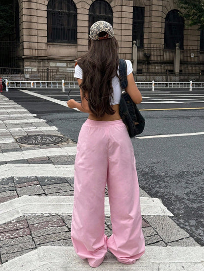 Coolane Women's Spring/Summer Casual Sport Hip Hop Banded Texture Decoration Sweatpants