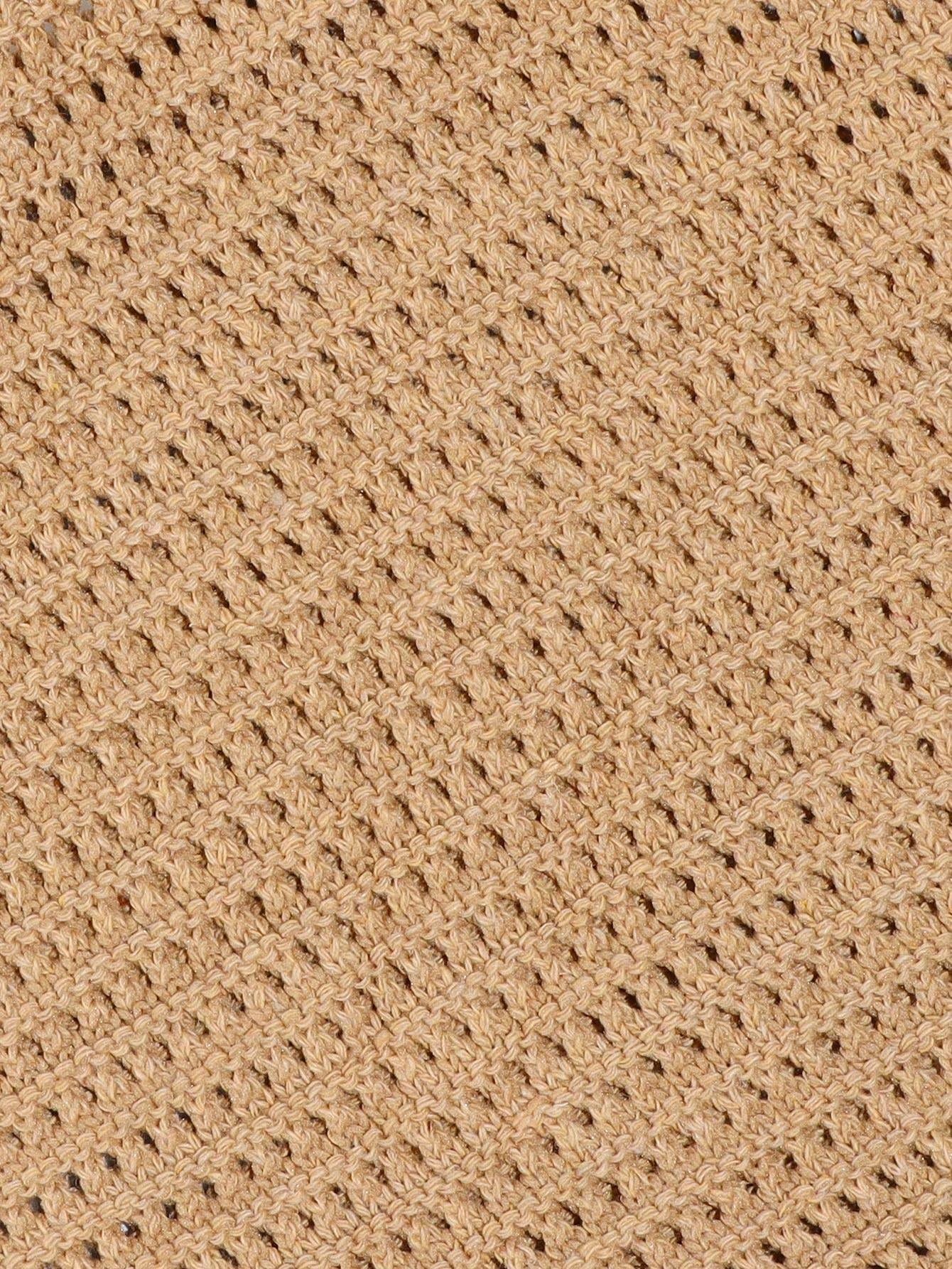 ROMWE Fairycore 1pc Tropical Ocean Beach Resort Style Woven Hollow Khaki Women Shoulder Tote Bag, Large Capacity