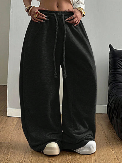 Coolane Women's Fall/Winter Streetwear Going Out Back To School Break Oversized Elastic Waistband Comfortable Grey Scimitar Pants