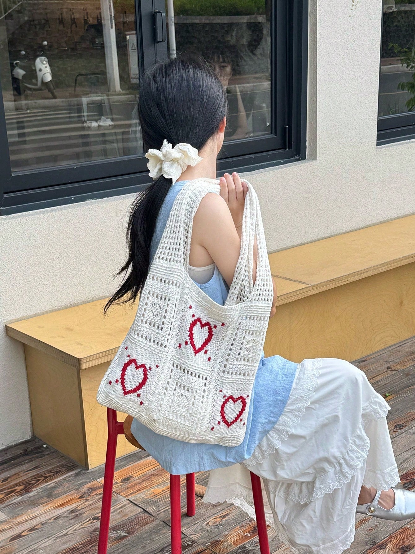 Summer New Style Lady Daily Use Lightweight Tote Bags Sea Turtle Pattern Hollowed Out Knitted Crochet Beach Shopping Bags,Summer Bag,Holiday,Vacation, Perfectly Matching With Crochet Set
