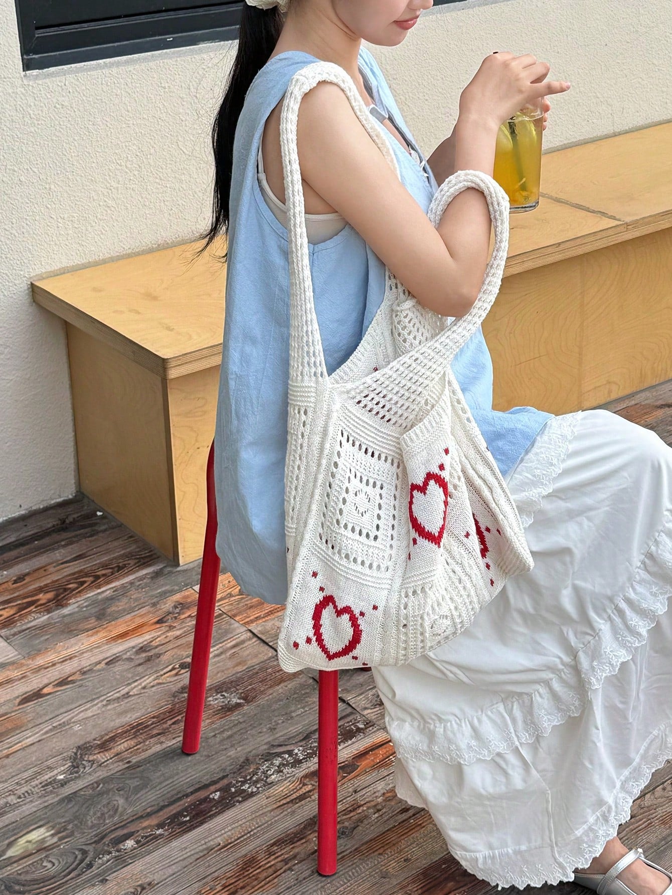 Summer New Style Lady Daily Use Lightweight Tote Bags Sea Turtle Pattern Hollowed Out Knitted Crochet Beach Shopping Bags,Summer Bag,Holiday,Vacation, Perfectly Matching With Crochet Set