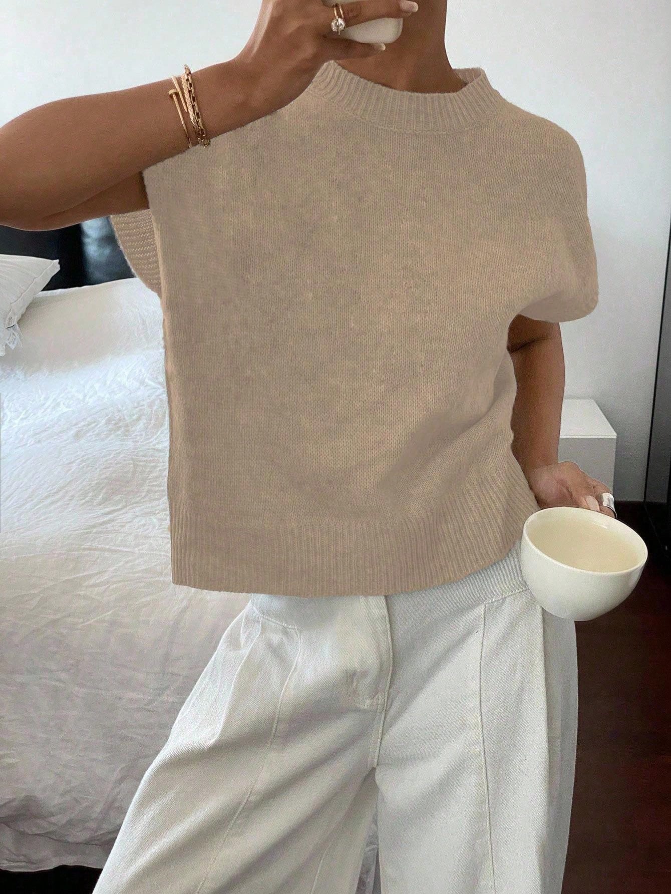 Siren Gaze Women's Casual Elegant Short Sleeve Knit Sweater, Suitable For Summer,Knitted Sweater