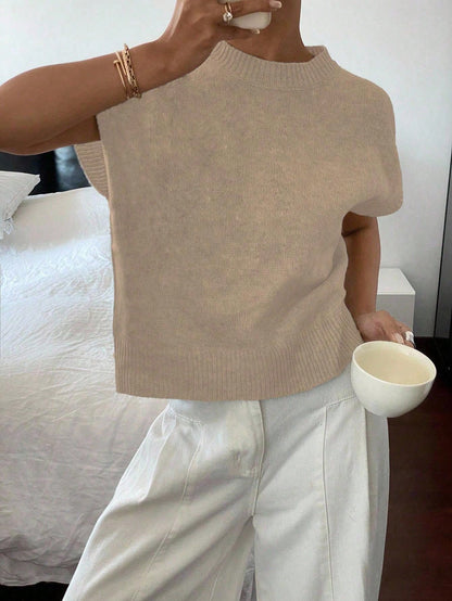 Siren Gaze Women's Casual Elegant Short Sleeve Knit Sweater, Suitable For Summer,Knitted Sweater