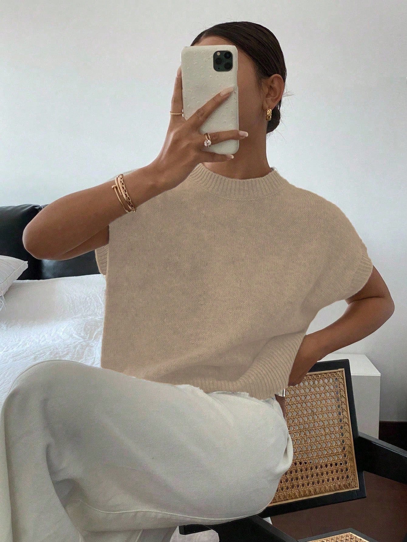 Siren Gaze Women's Casual Elegant Short Sleeve Knit Sweater, Suitable For Summer,Knitted Sweater