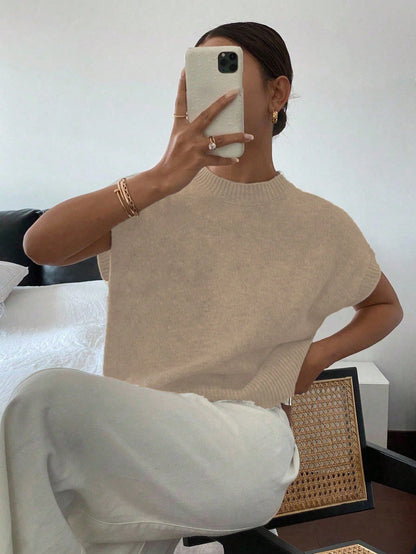 Siren Gaze Women's Casual Elegant Short Sleeve Knit Sweater, Suitable For Summer,Knitted Sweater