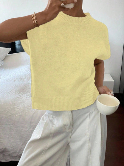 Siren Gaze Women's Casual Elegant Short Sleeve Knit Sweater, Suitable For Summer,Knitted Sweater