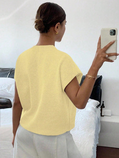 Siren Gaze Women's Casual Elegant Short Sleeve Knit Sweater, Suitable For Summer,Knitted Sweater