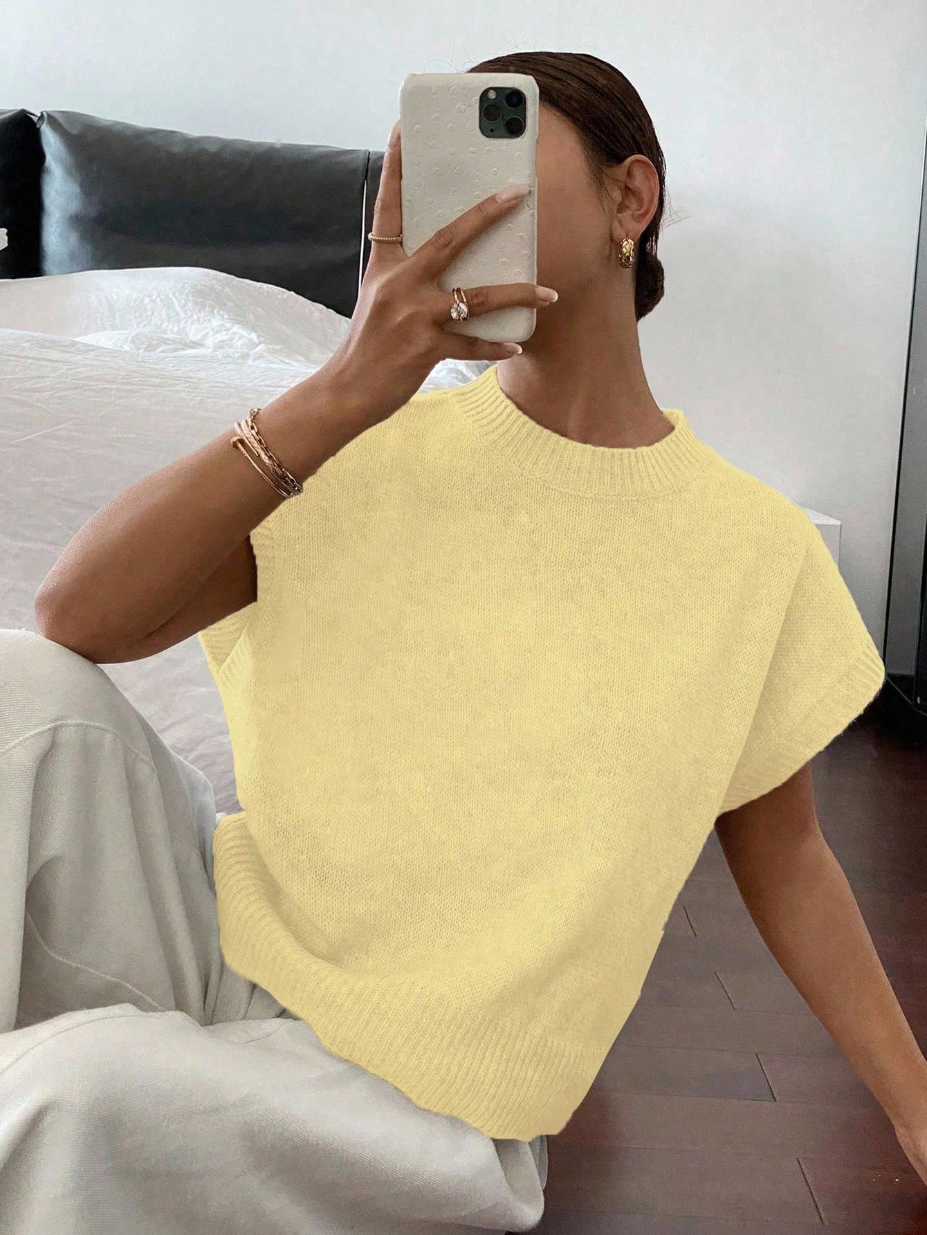 Siren Gaze Women's Casual Elegant Short Sleeve Knit Sweater, Suitable For Summer,Knitted Sweater