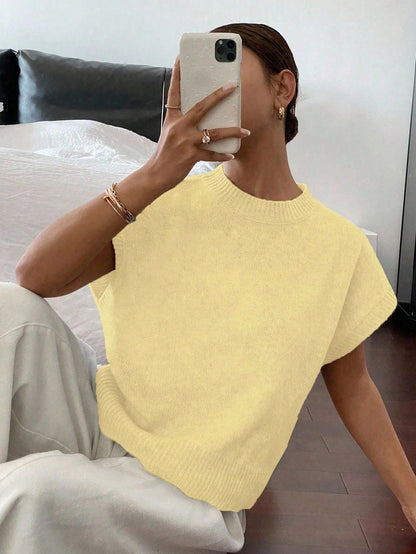 Siren Gaze Women's Casual Elegant Short Sleeve Knit Sweater, Suitable For Summer,Knitted Sweater