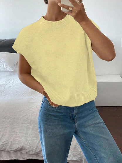 Siren Gaze Women's Casual Elegant Short Sleeve Knit Sweater, Suitable For Summer,Knitted Sweater