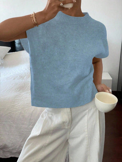 Siren Gaze Women's Casual Elegant Short Sleeve Knit Sweater, Suitable For Summer,Knitted Sweater