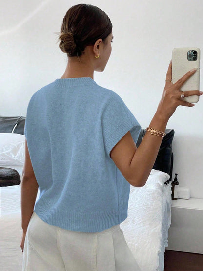 Siren Gaze Women's Casual Elegant Short Sleeve Knit Sweater, Suitable For Summer,Knitted Sweater