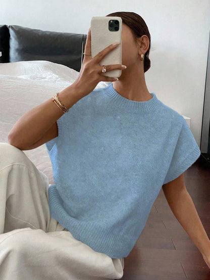 Siren Gaze Women's Casual Elegant Short Sleeve Knit Sweater, Suitable For Summer,Knitted Sweater