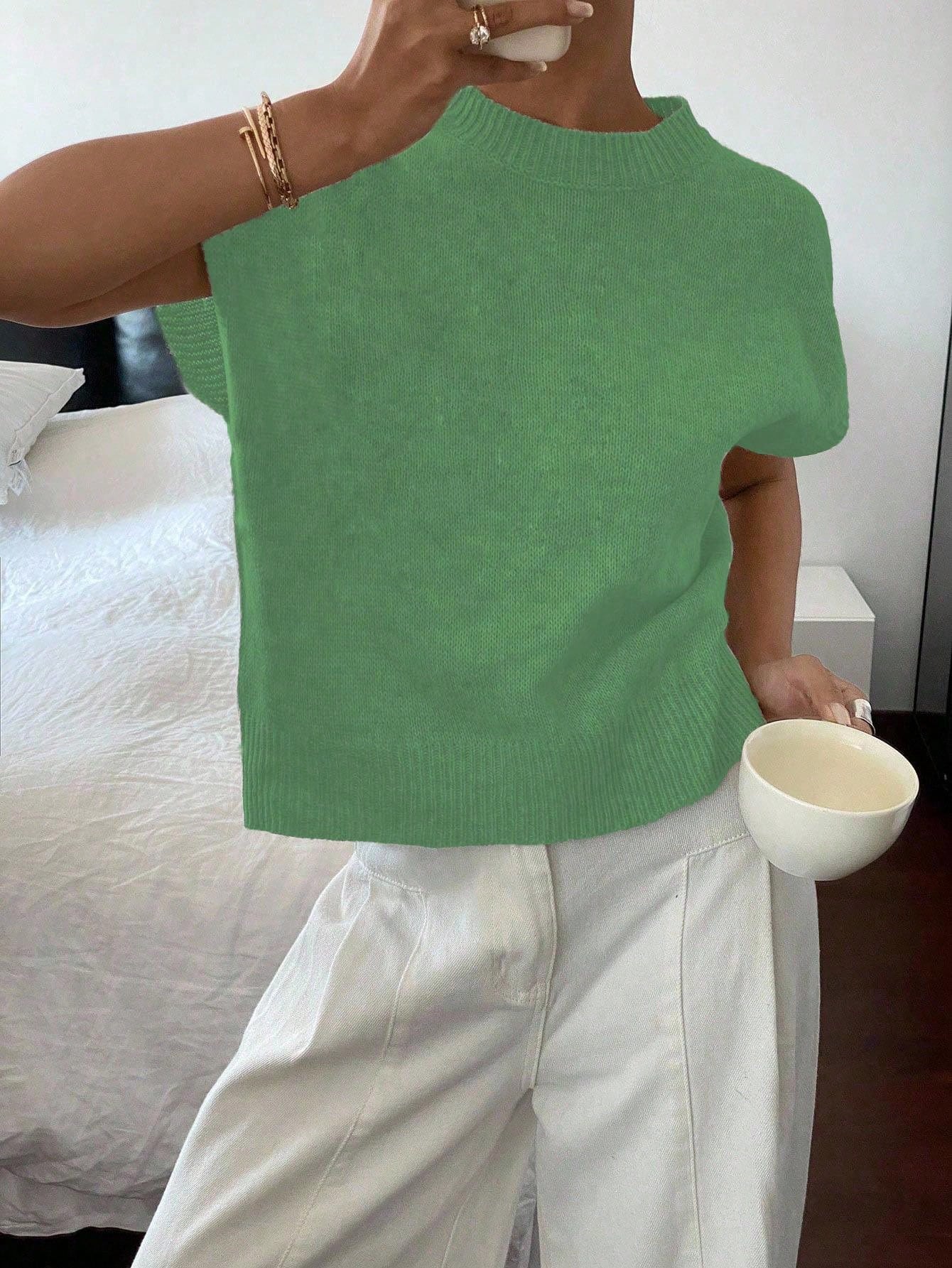 Siren Gaze Women's Casual Elegant Short Sleeve Knit Sweater, Suitable For Summer,Knitted Sweater