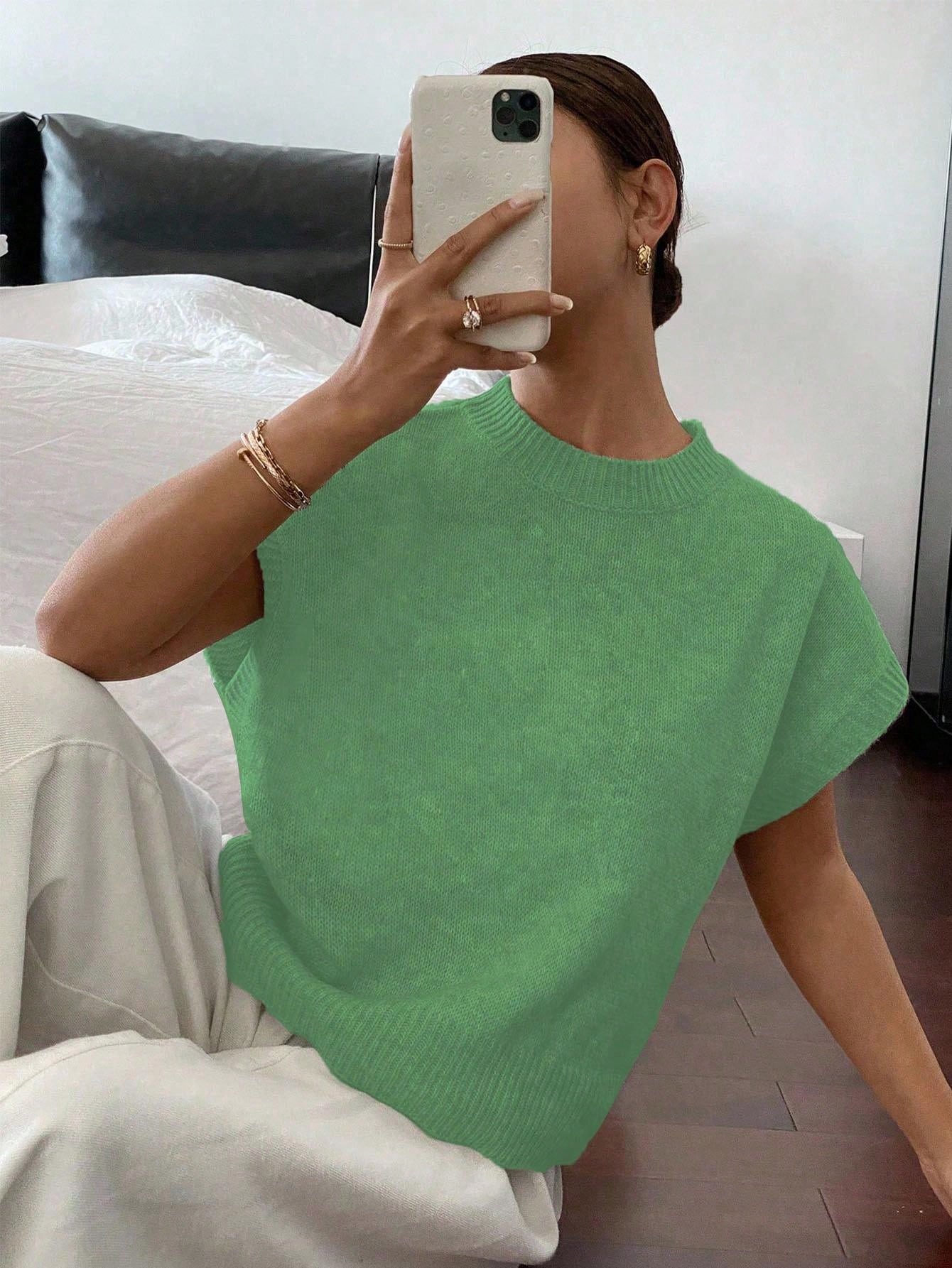 Siren Gaze Women's Casual Elegant Short Sleeve Knit Sweater, Suitable For Summer,Knitted Sweater