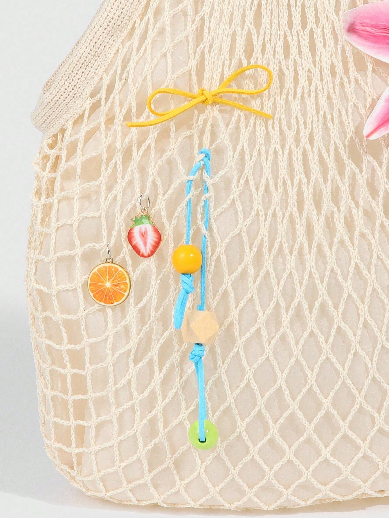 ROMWE Fairycore 1pc Tropical Ocean Beach Resort Style Woven Hollow Khaki Women Shoulder Tote Bag, Large Capacity