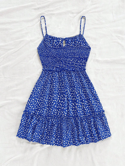 Soleia Women Casual Sleeveless Floral Print Dress With Gathered Waist For Vacation,Sun Dress,Summer Dresses For Women