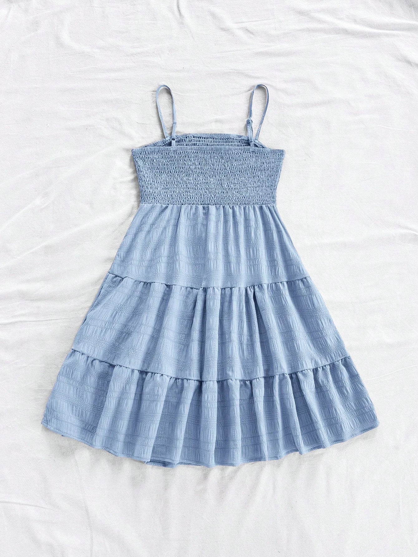 Soleia WYWH Women Spring Break Solid Ruffle Hem Cami Blue Dress,Summer Dresses For Women