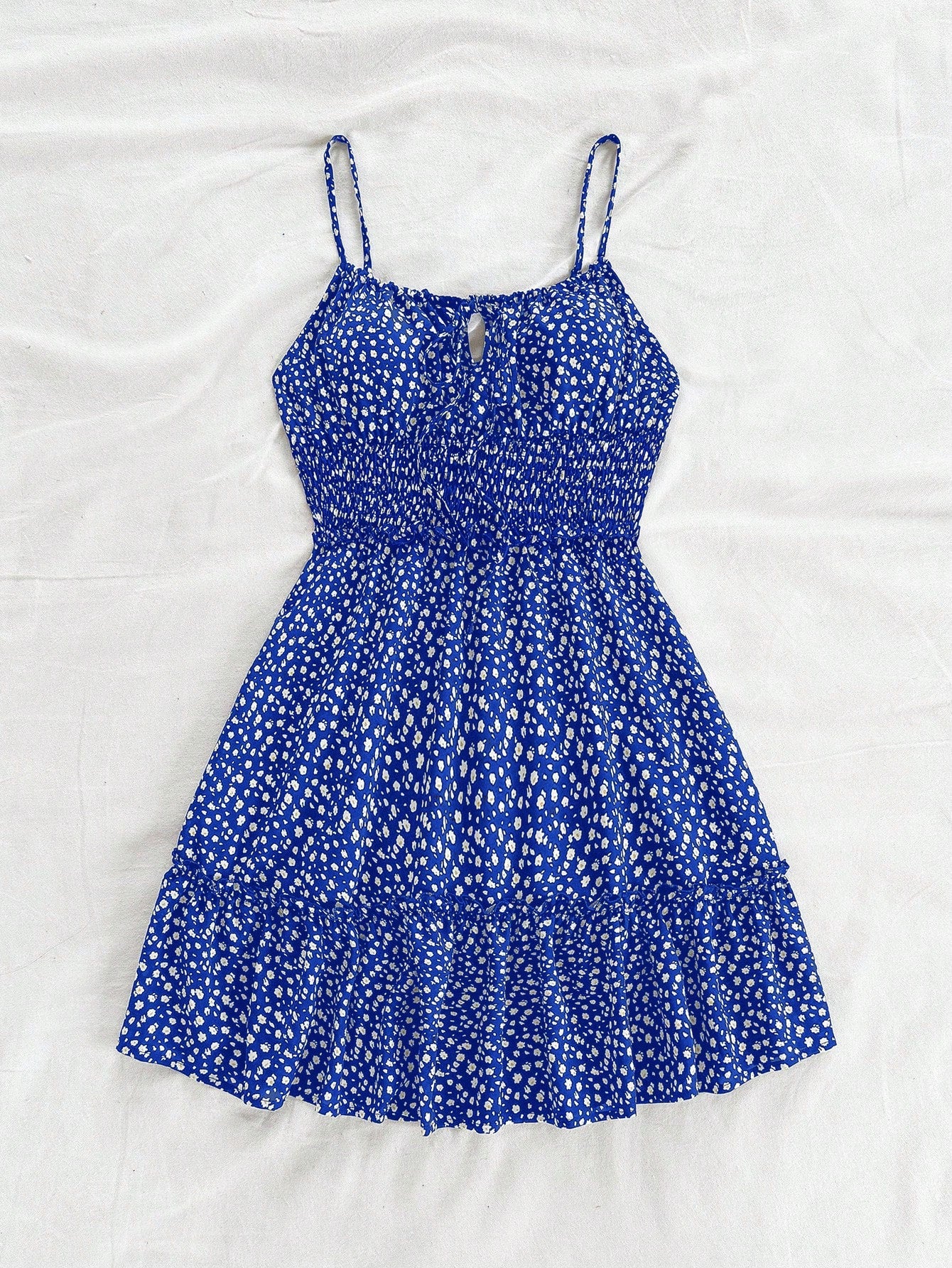 Soleia Women Casual Sleeveless Floral Print Dress With Gathered Waist For Vacation,Sun Dress,Summer Dresses For Women