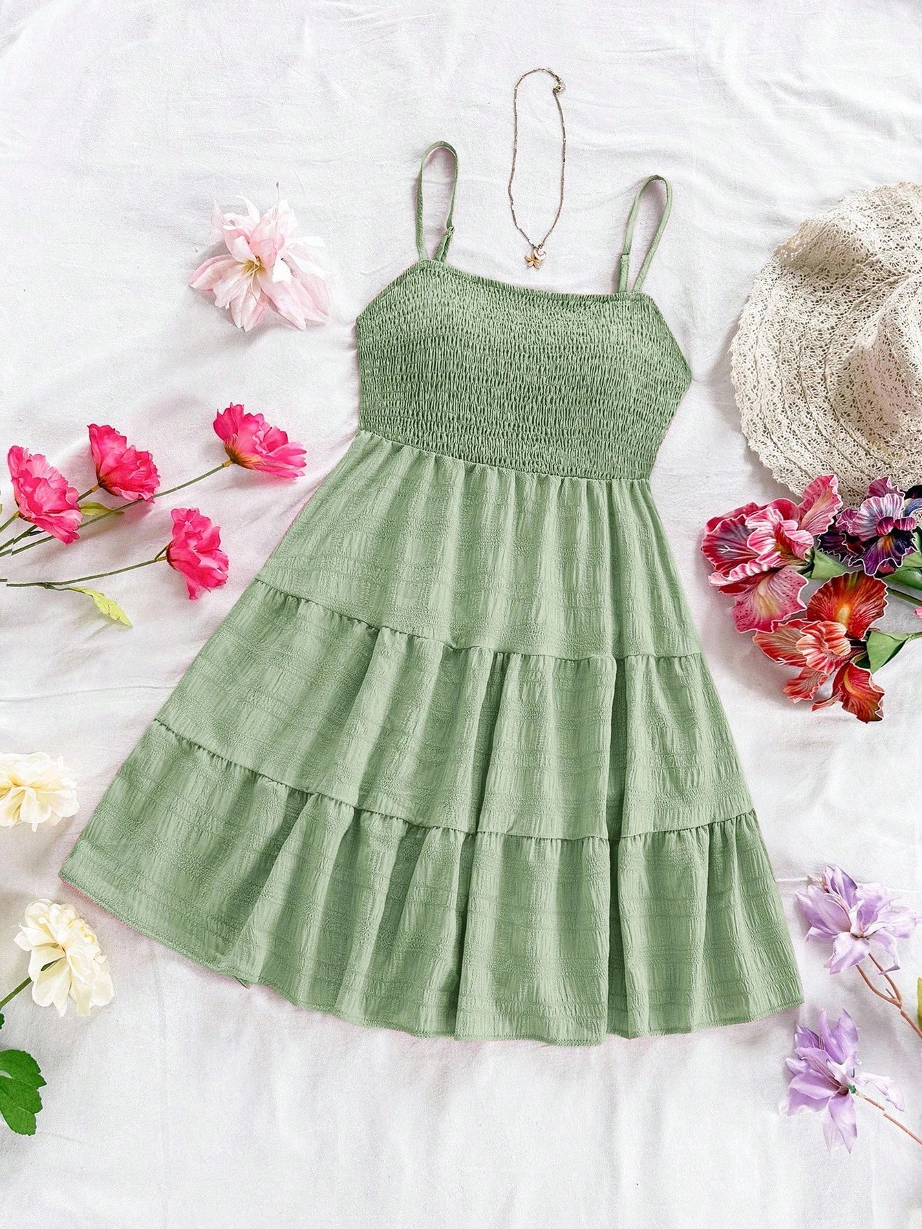 Soleia WYWH Women Spring Break Solid Ruffle Hem Cami Blue Dress,Summer Dresses For Women