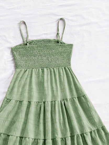 Soleia WYWH Women Spring Break Solid Ruffle Hem Cami Blue Dress,Summer Dresses For Women