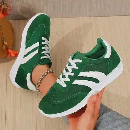 Women'S Retro Lightweight Slip-On Sneakers - White/Green & Red/White Color Options, Synthetic Cover Upper, Breathable Fabric Lining & Cushioned EVA/PVC Sole For Casual Sports & Casual Attire, Ladies Sneakers, Classic Stripe Design