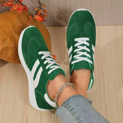 Women'S Retro Lightweight Slip-On Sneakers - White/Green & Red/White Color Options, Synthetic Cover Upper, Breathable Fabric Lining & Cushioned EVA/PVC Sole For Casual Sports & Casual Attire, Ladies Sneakers, Classic Stripe Design