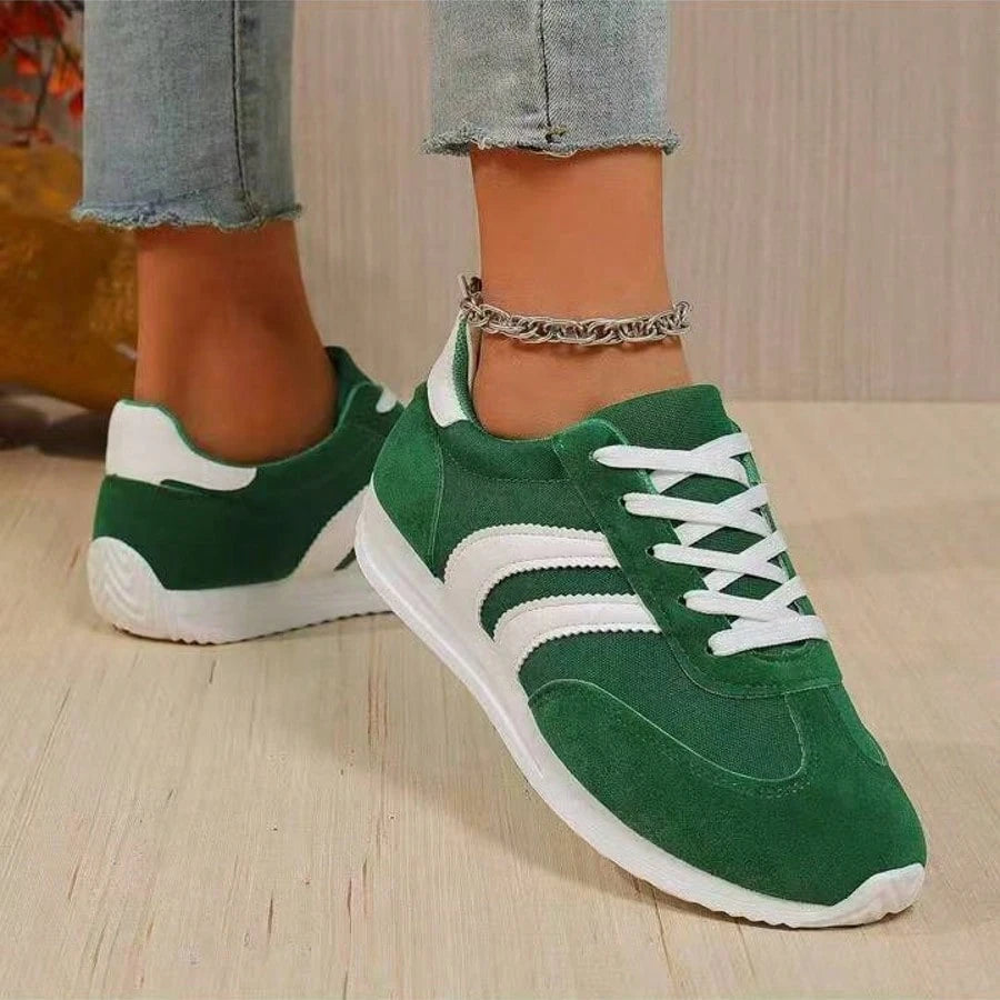 Women'S Retro Lightweight Slip-On Sneakers - White/Green & Red/White Color Options, Synthetic Cover Upper, Breathable Fabric Lining & Cushioned EVA/PVC Sole For Casual Sports & Casual Attire, Ladies Sneakers, Classic Stripe Design