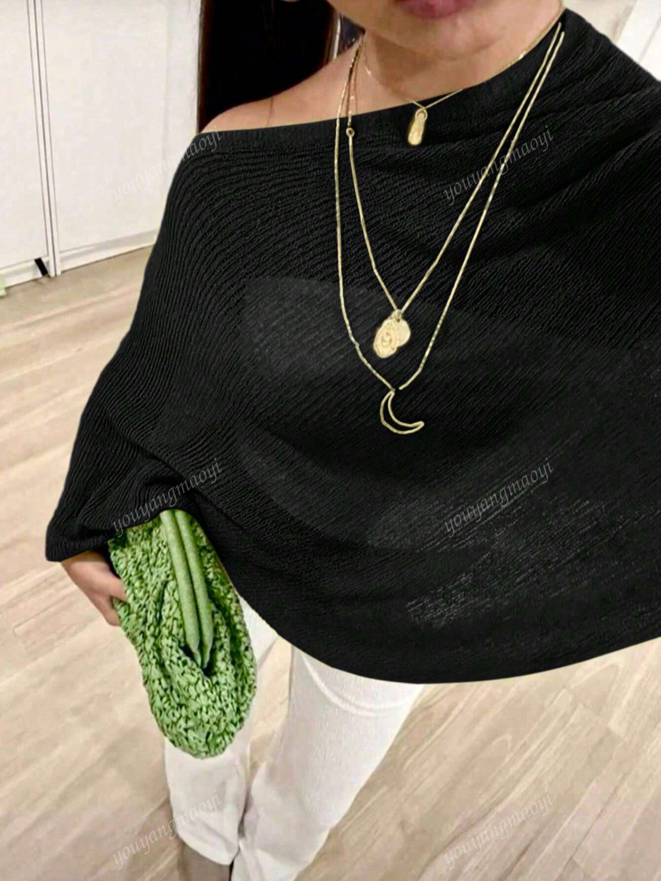 Fashionable & Elegant Loose Knit Cardigan Shawl, Women, Oversized Fit, Lightweight, Stylish, Suitable For Spring/Summer Everyday, Casual Travel, Beach