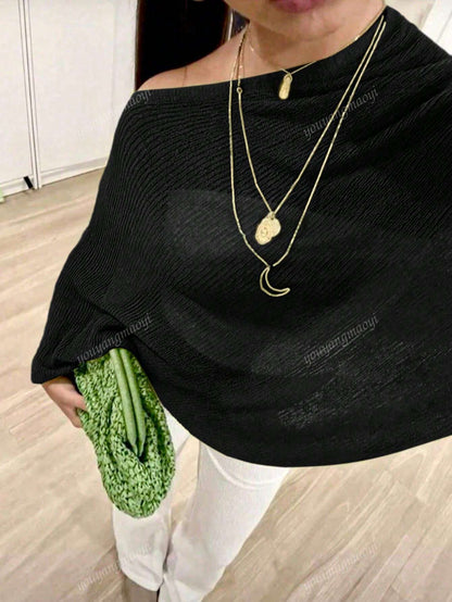 Fashionable & Elegant Loose Knit Cardigan Shawl, Women, Oversized Fit, Lightweight, Stylish, Suitable For Spring/Summer Everyday, Casual Travel, Beach