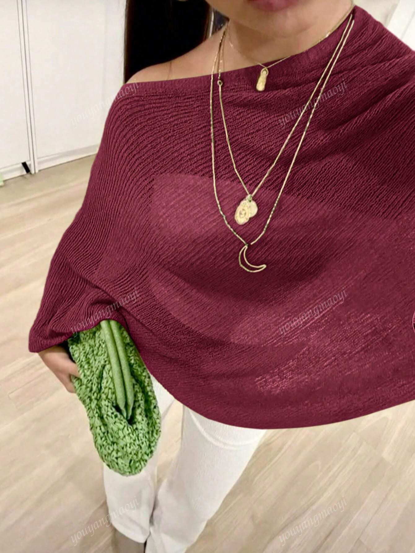 Fashionable & Elegant Loose Knit Cardigan Shawl, Women, Oversized Fit, Lightweight, Stylish, Suitable For Spring/Summer Everyday, Casual Travel, Beach