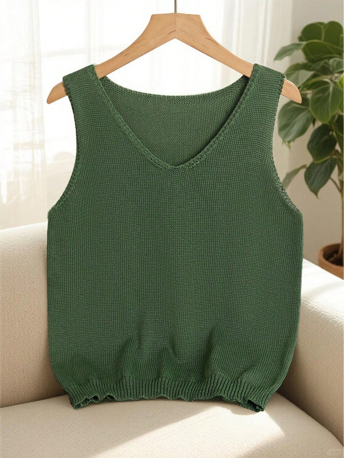 EMERY ROSE Women's Vacation Casual Solid Color Hollow Out Knit Top