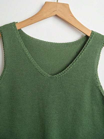 EMERY ROSE Women's Vacation Casual Solid Color Hollow Out Knit Top