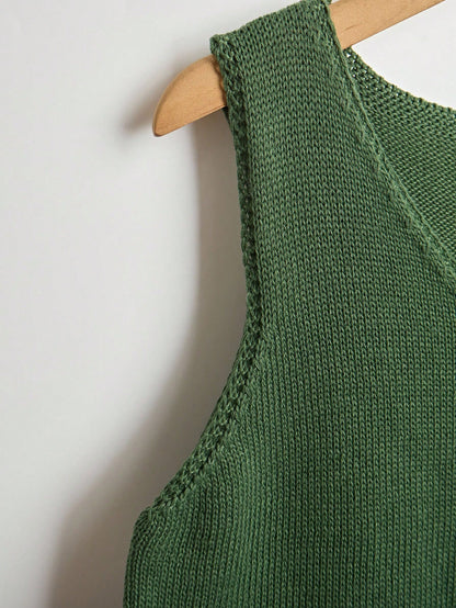 EMERY ROSE Women's Vacation Casual Solid Color Hollow Out Knit Top