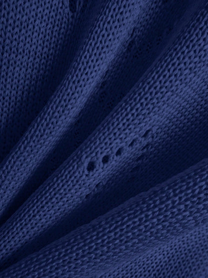 EMERY ROSE Women's Vacation Casual Solid Color Hollow Out Knit Top