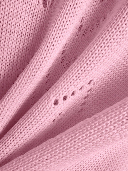 EMERY ROSE Women's Vacation Casual Solid Color Hollow Out Knit Top