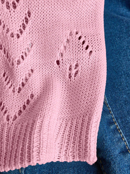 EMERY ROSE Women's Vacation Casual Solid Color Hollow Out Knit Top