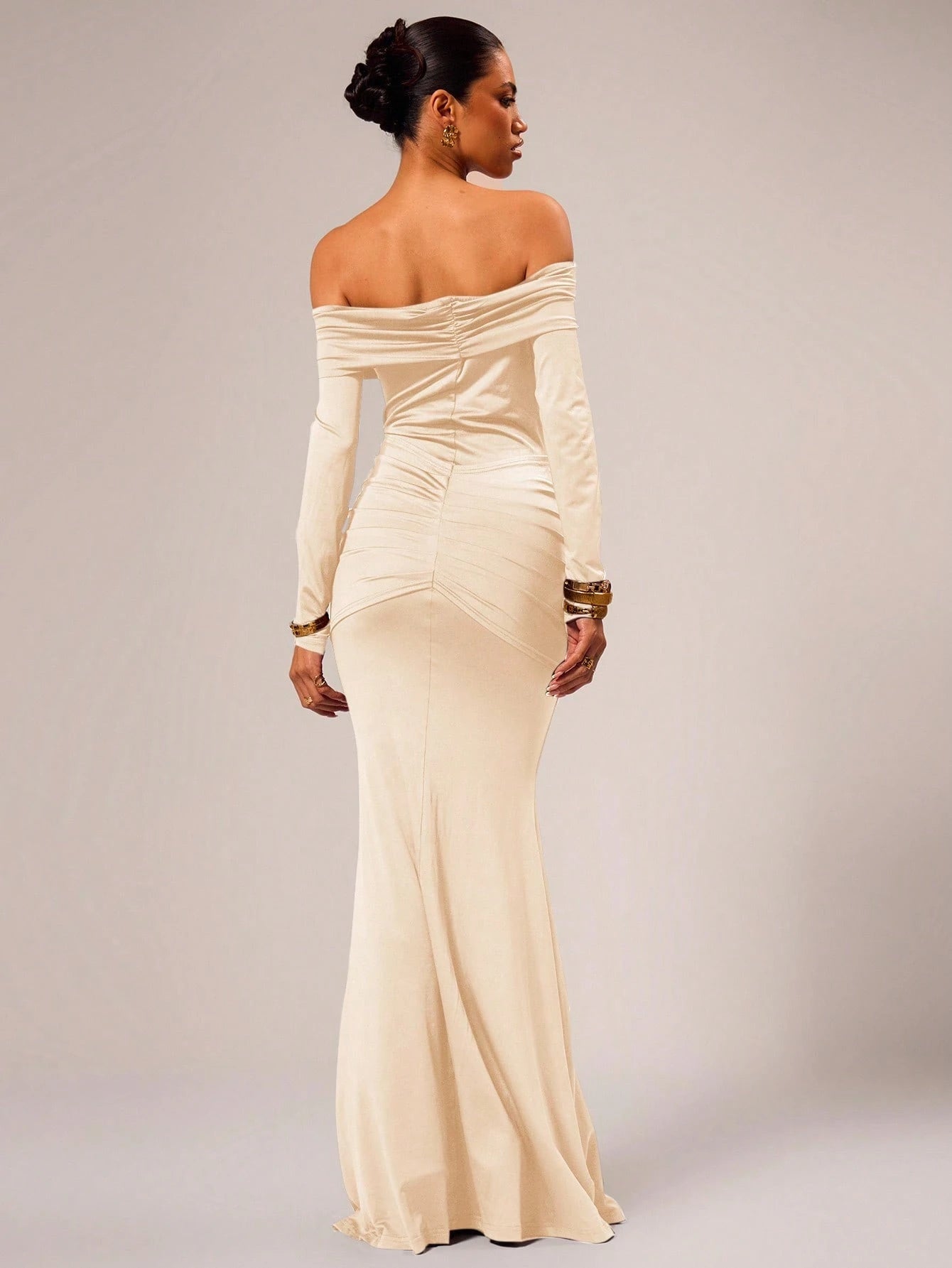 SHEIN X Scheana MUSERA Off Shoulder Long Sleeve Maxi Dress Vacation Summer Spring Romantic Wedding Guest Graduation, Prom Holiday Wedding Guest, Elegant, Birthday, Church, Night Out