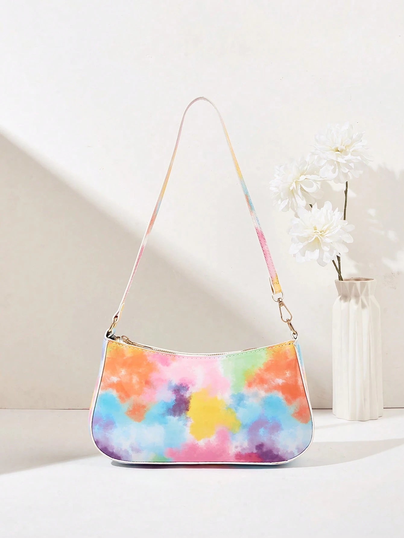 Artificial Patent Leather Minimalist Hobo Bag, Perfect For Music Festival